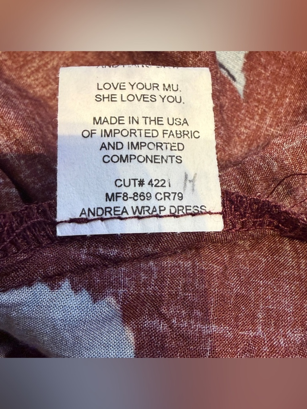 Show Me Your Mumu Women’s Andrea Floral Burgundy Short Sleeve Wrap Dress Size S - Picture 6 of 10